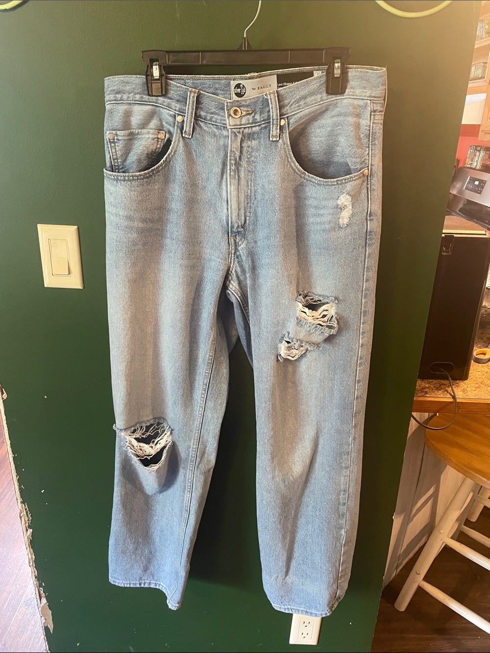 Levis Silver Tab 94’ Wide Leg Baggy Jeans Distressed Faded Jeans Size 30x31
